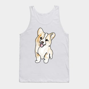 Happy Lil’ Wiggle - Cute Corgi in a Digital Watercolor Painting - Hand-drawn art perfect for stickers and mugs, legging, notebooks, t-shirts, greeting cards, socks, hoodies, pillows and more Tank Top